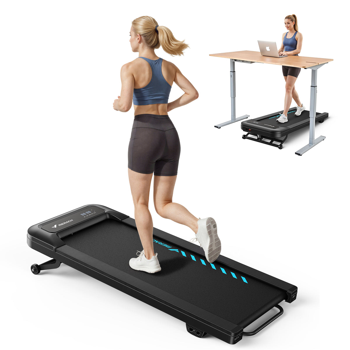MERACH Walking Pad Treadmill for Home & Office, 3 in 1 Under Desk Treadmill with Optional 9% Auto Incline, 2.75HP Low Noise Motor, 265LBS Capacity, Remote Control & LED Display