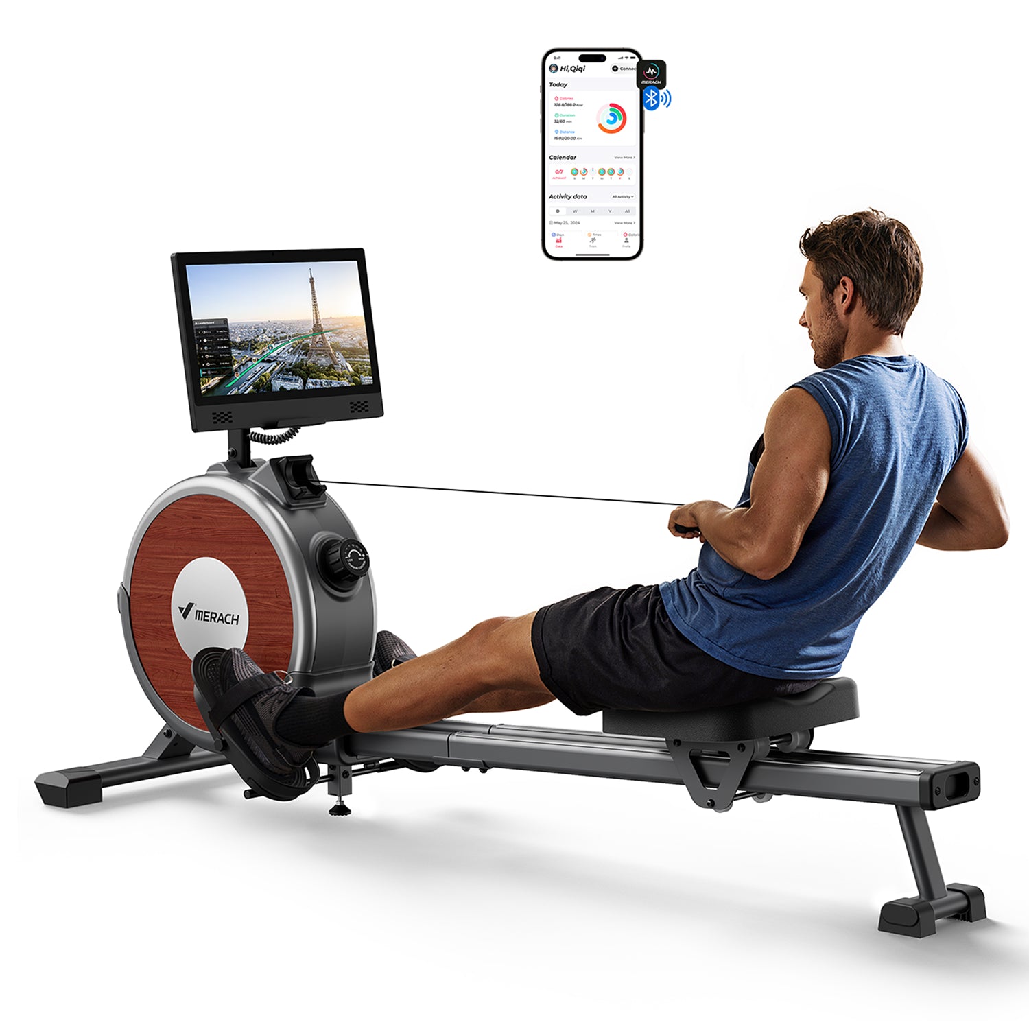 Merach Q1S Aura Magnetic Rowing Machine with HD Screen