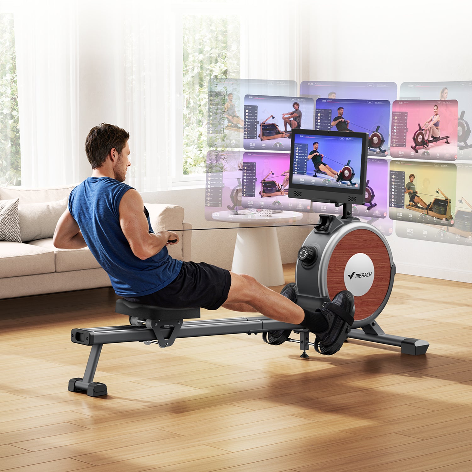 Merach Q1S Aura Magnetic Rowing Machine with HD Screen