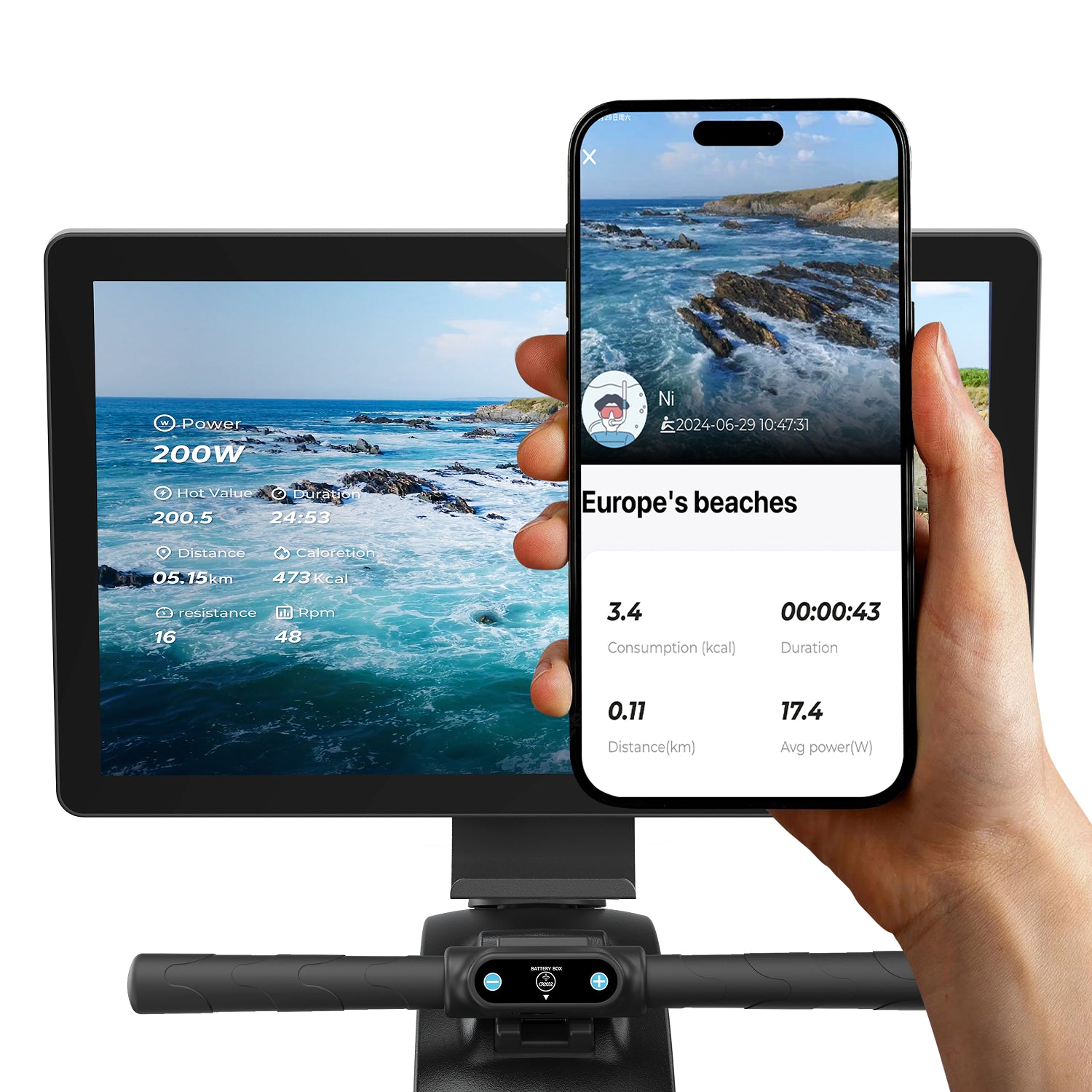 Merach Q3 Aura Rowing Machine with 21.5-inch HD Screen