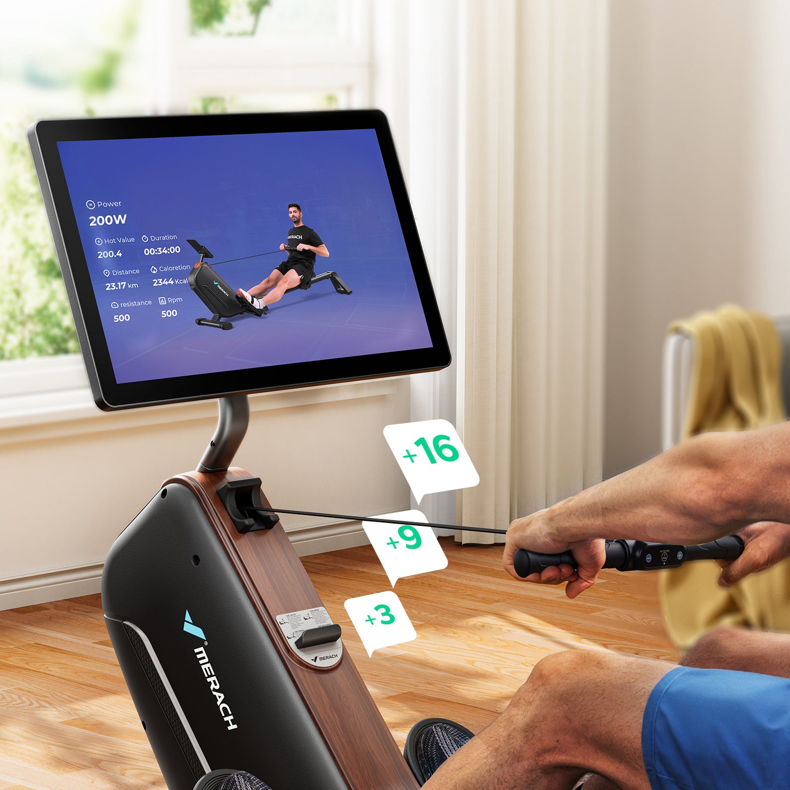 Merach R15 Pro 3.0 Magnetic Rowing Machine with HD Screen