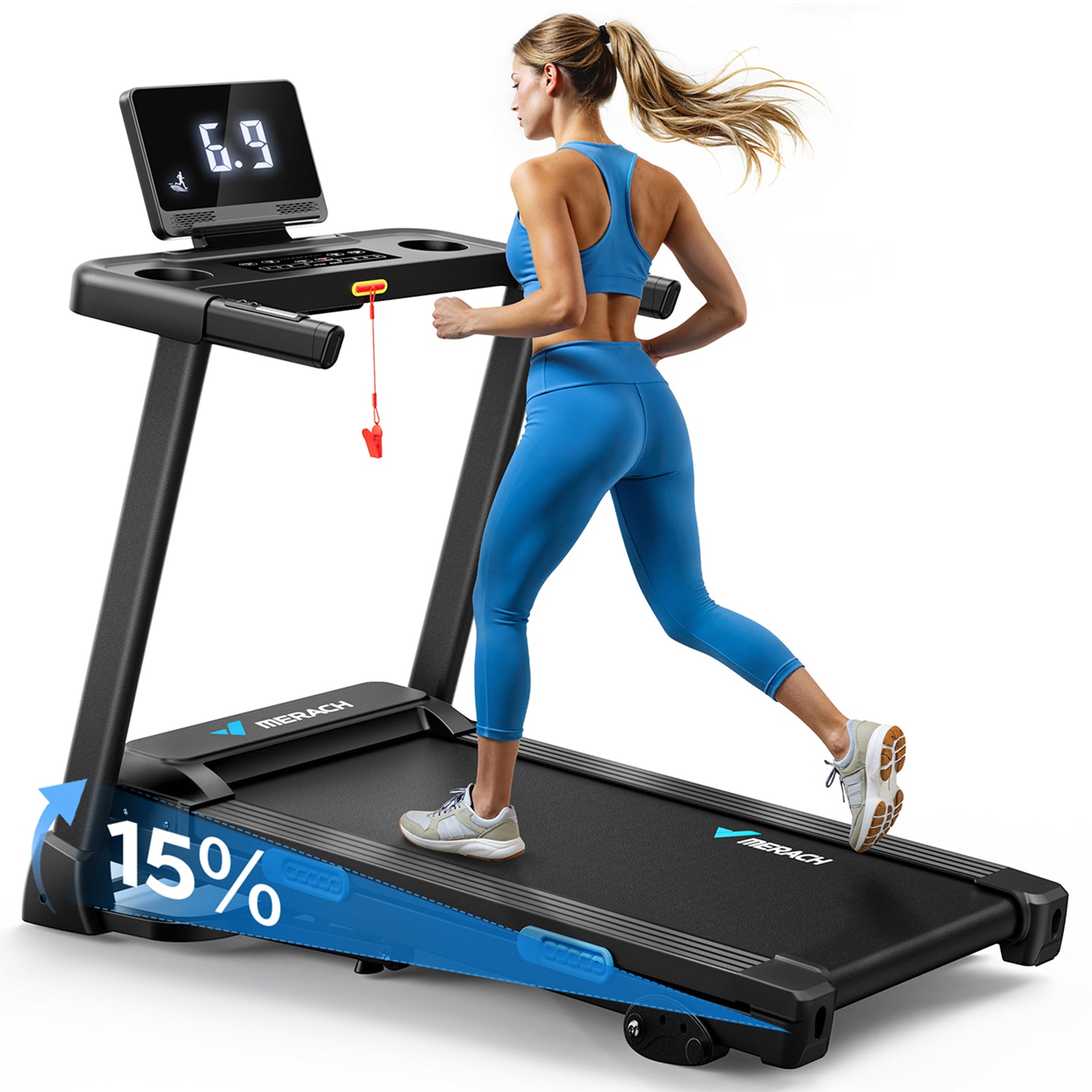 Merach T12B2 Foldable Treadmill with 15% Auto Incline