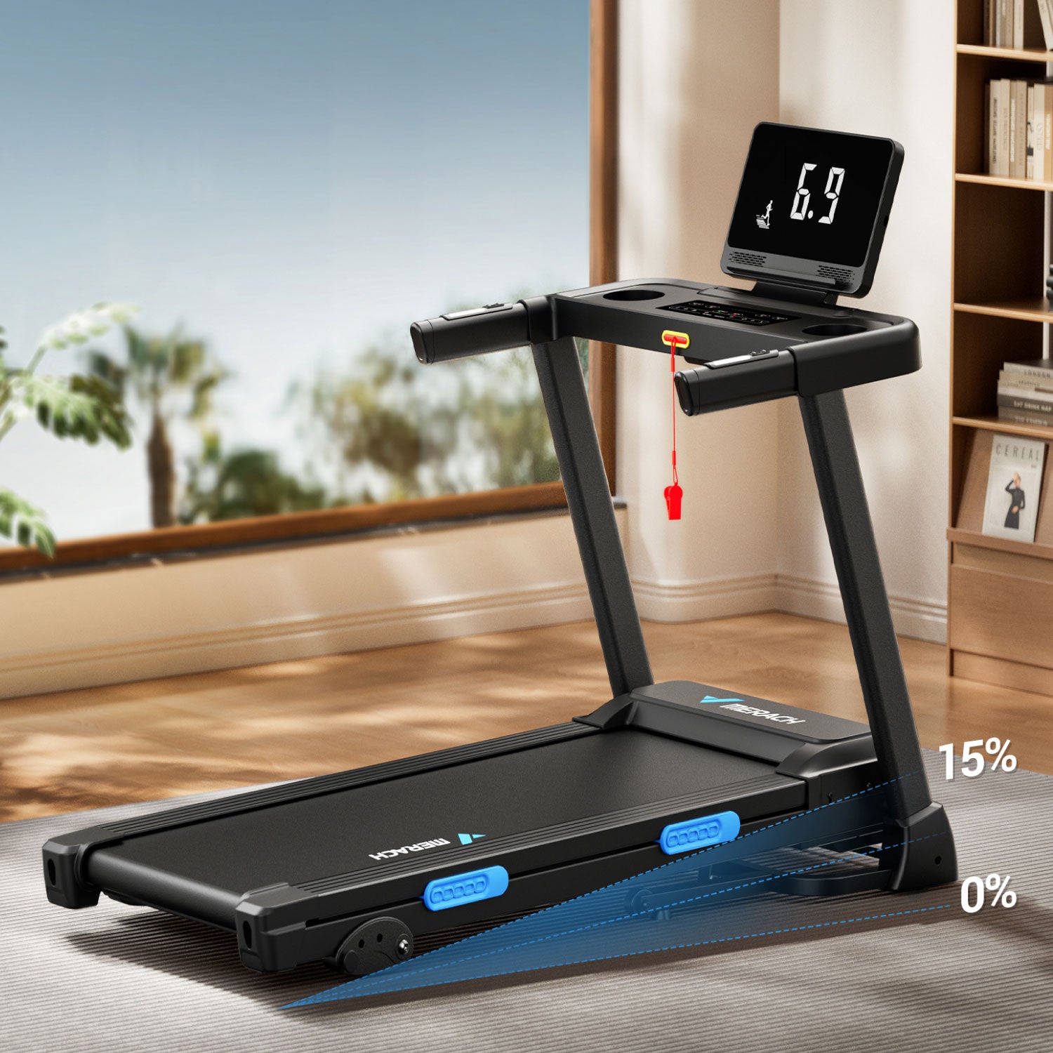 Merach T12B2 Foldable Treadmill with 15% Auto Incline