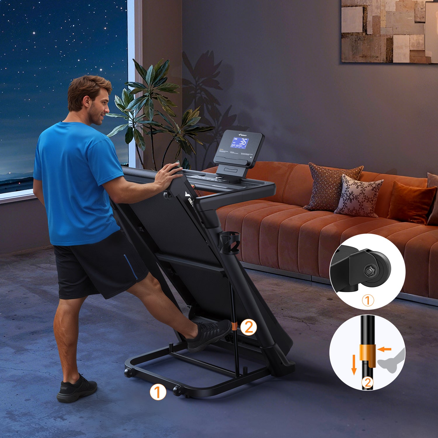 Merach T31B1 Foldable Treadmill with 18% Auto Incline