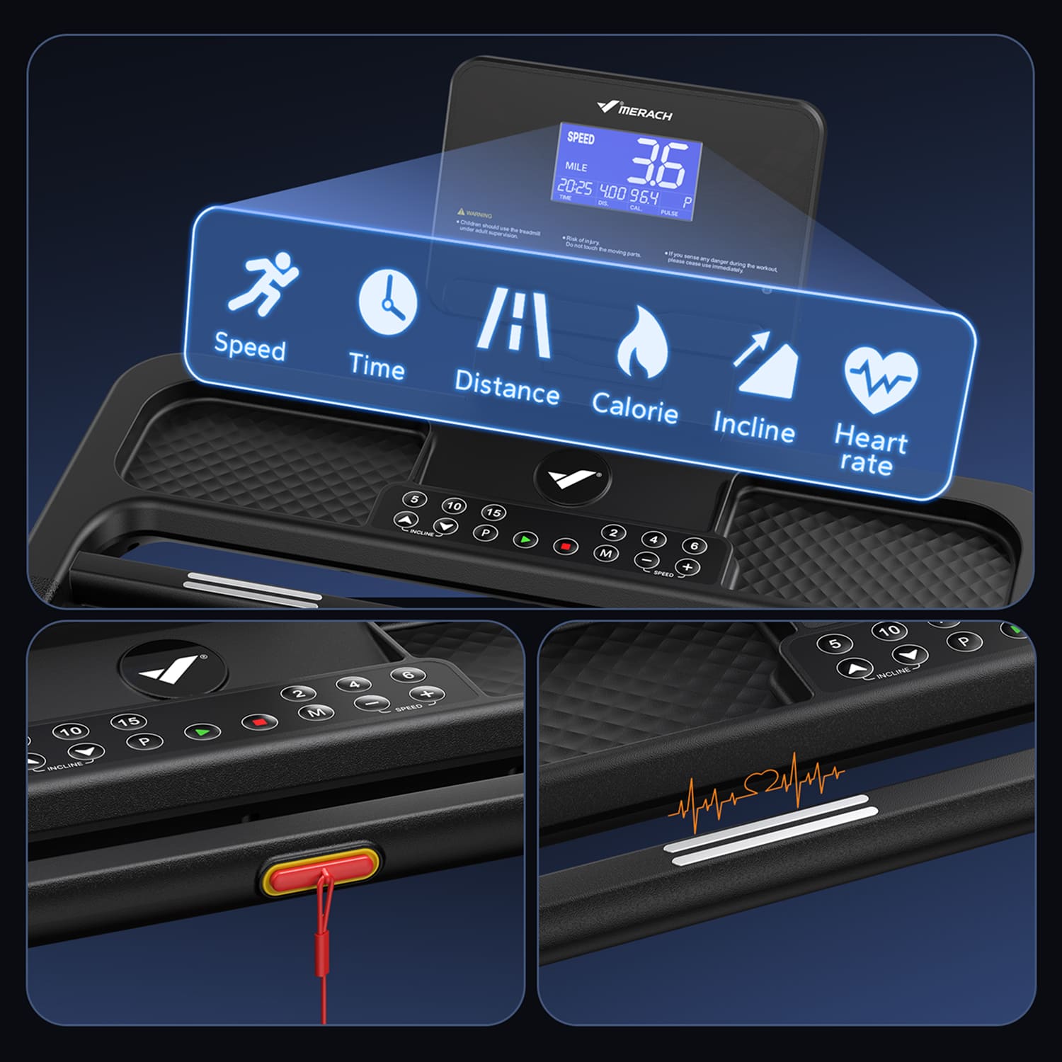 Merach T31B1 Foldable Treadmill with 18% Auto Incline