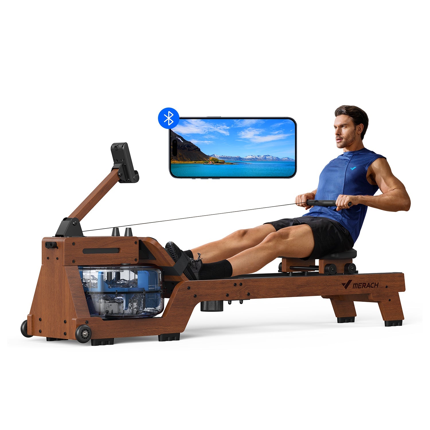 Merach R14 Wood Rower with Water Resistance