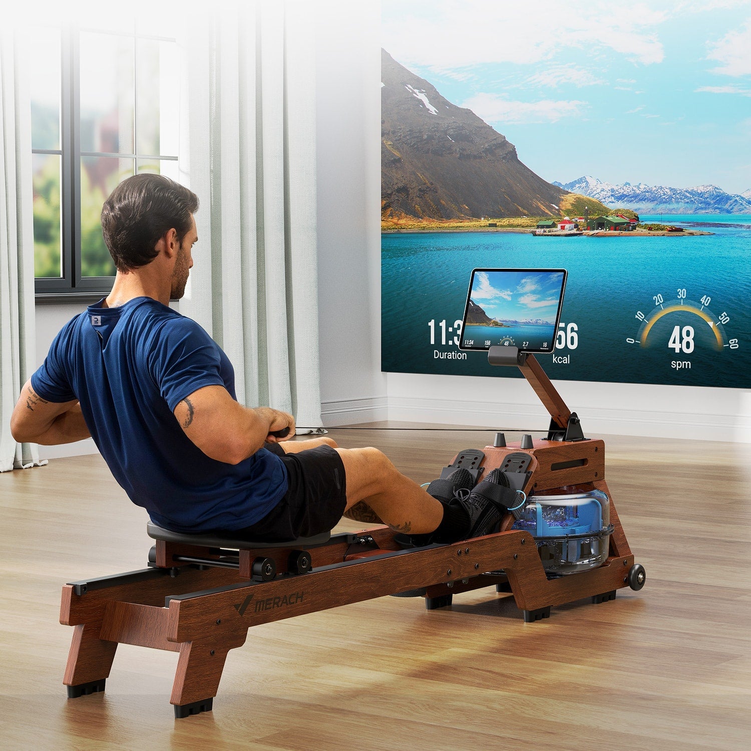 Merach R14 Wood Rower with Water Resistance