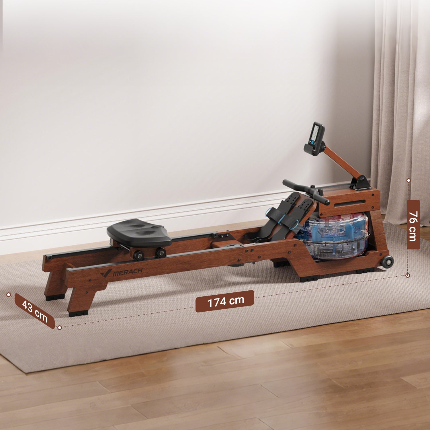 Merach R14 Wood Rower with Water Resistance