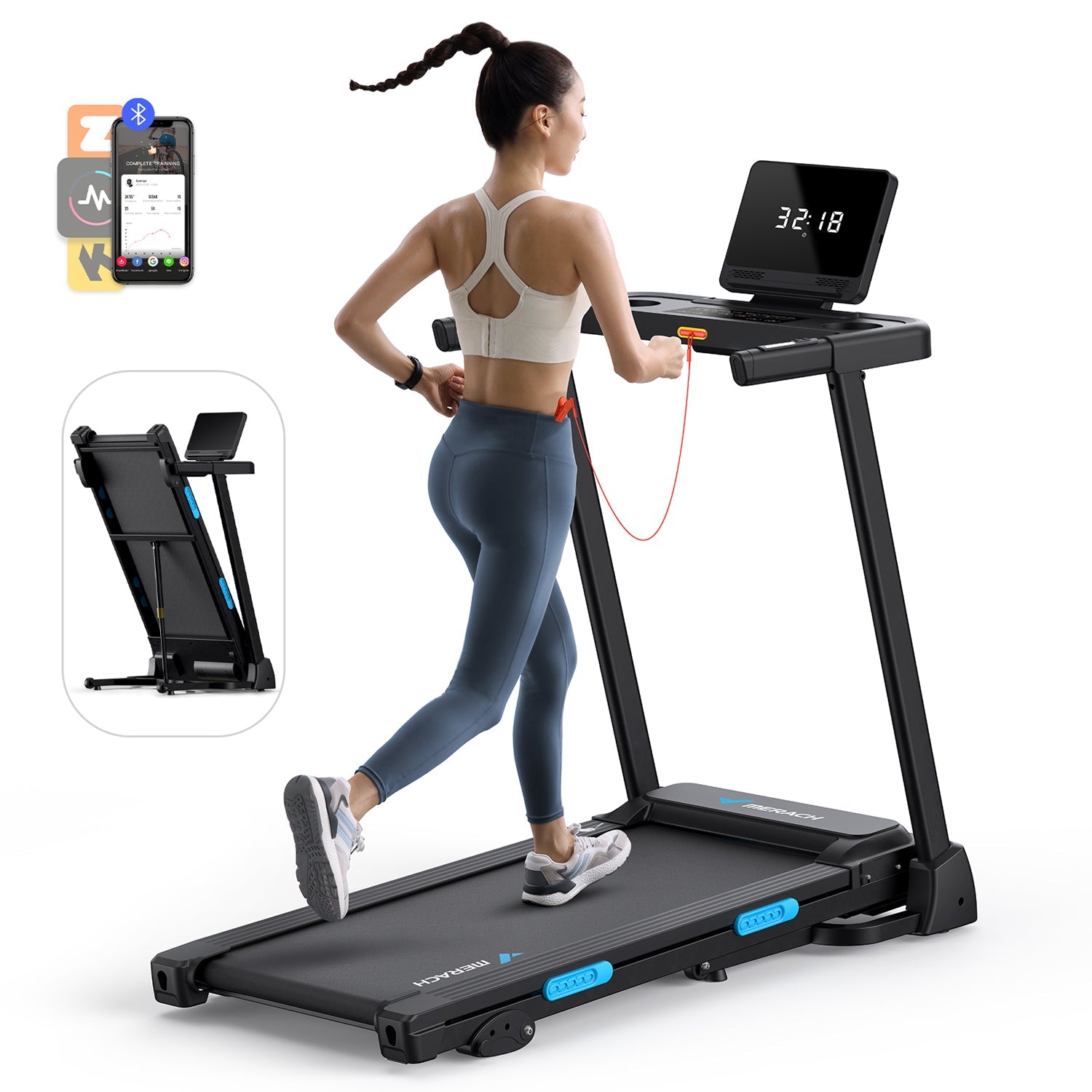 Merach T12B1 Foldable Treadmill with 6% Incline