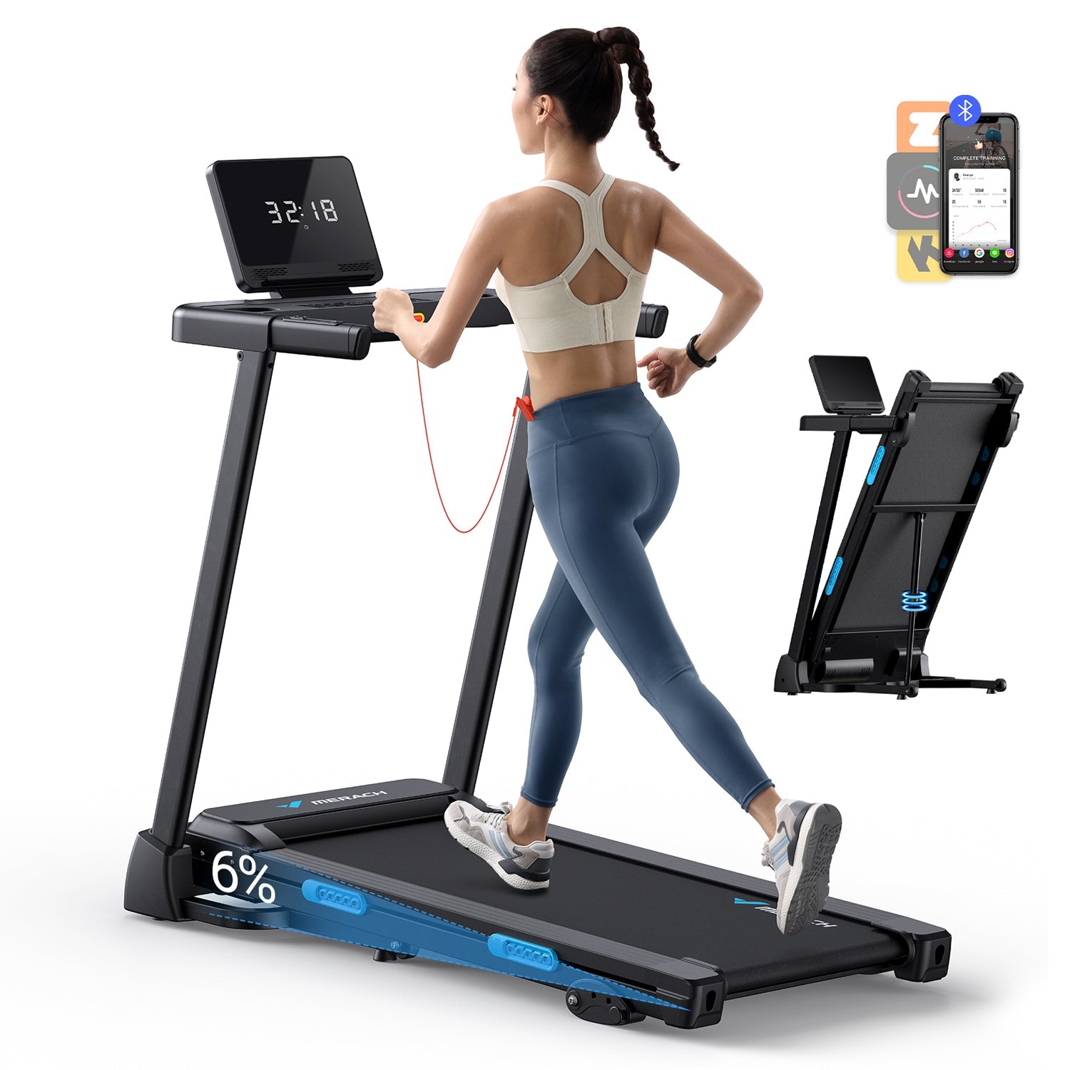 Merach T12B1 Foldable Treadmill with 6% Incline