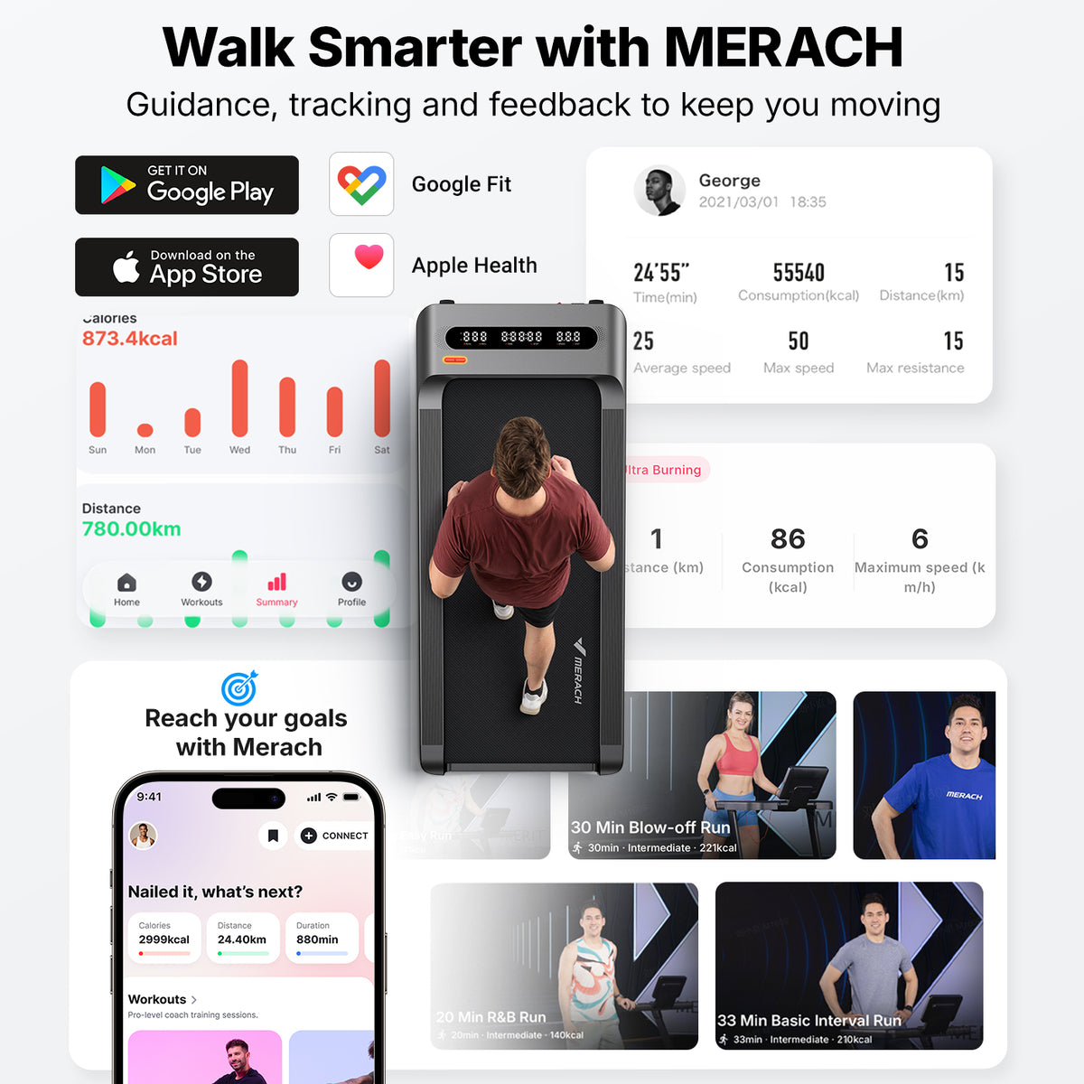Merach UltraWalk W60 Plus Walking Pad with Auto Incline