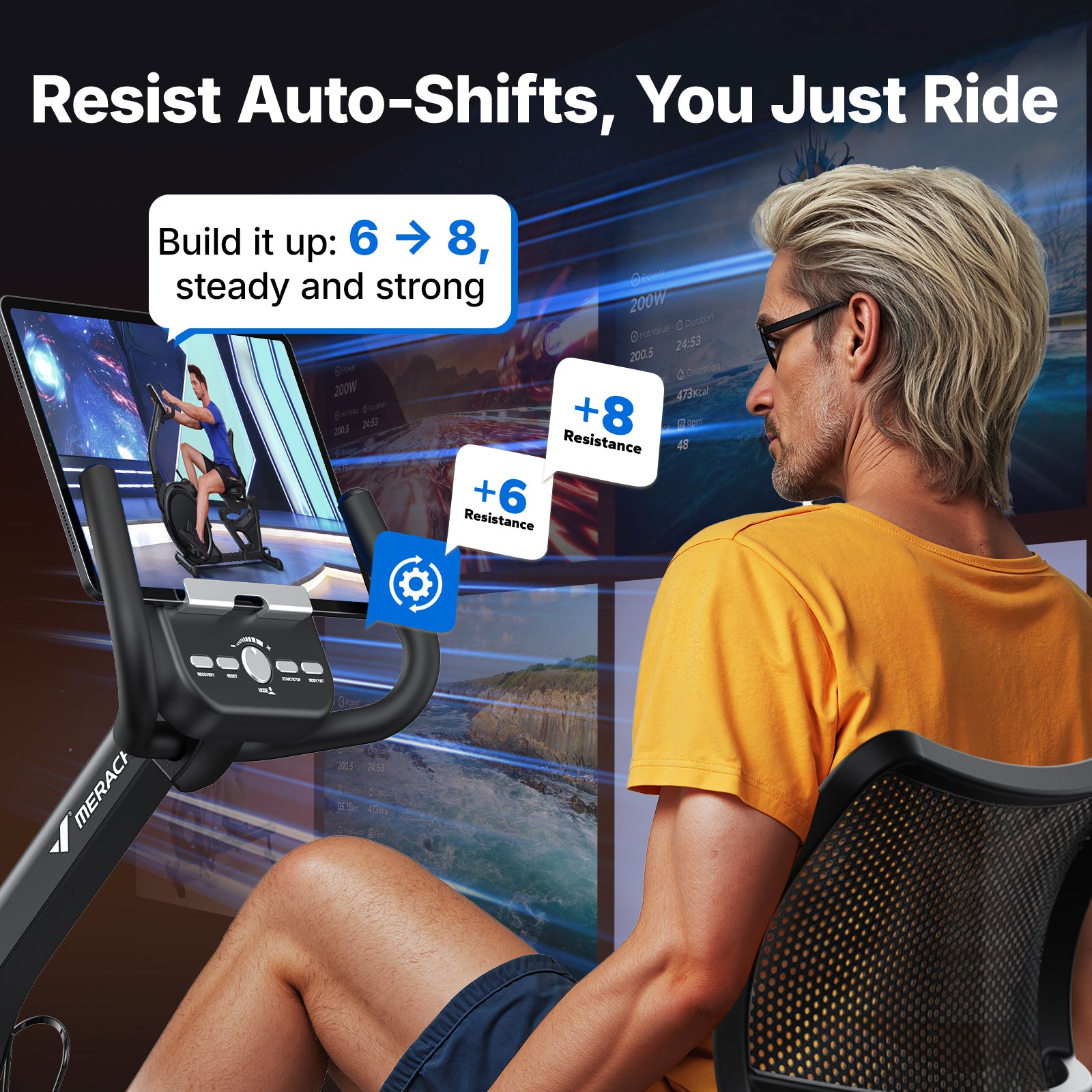 MERACH Adaptive Resistance Recumbent Exercise Bike for Home, 8-Level Magnetic Resistance, Heavy-Duty Steel Frame, Smart Training App, Silent Magnetic Drive, 150KG Capacity