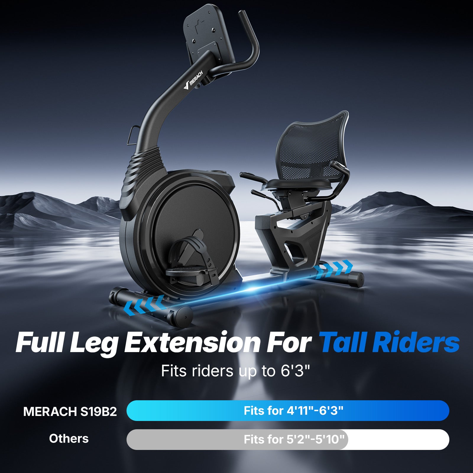 MERACH Adaptive Resistance Recumbent Exercise Bike for Home, 8-Level Magnetic Resistance, Heavy-Duty Steel Frame, Smart Training App, Silent Magnetic Drive, 150KG Capacity