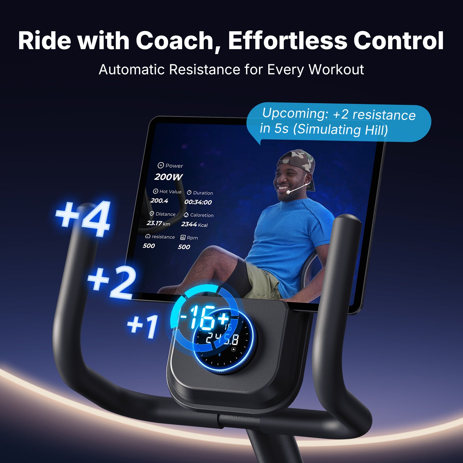 MERACH Self-Powered Recumbent Exercise Bike with Resistance Bands, 16-Level Adaptive Resistance, Smart Training App, Bluetooth, Adjustable Seat & Backrest, Low-Impact Full-Body Workout