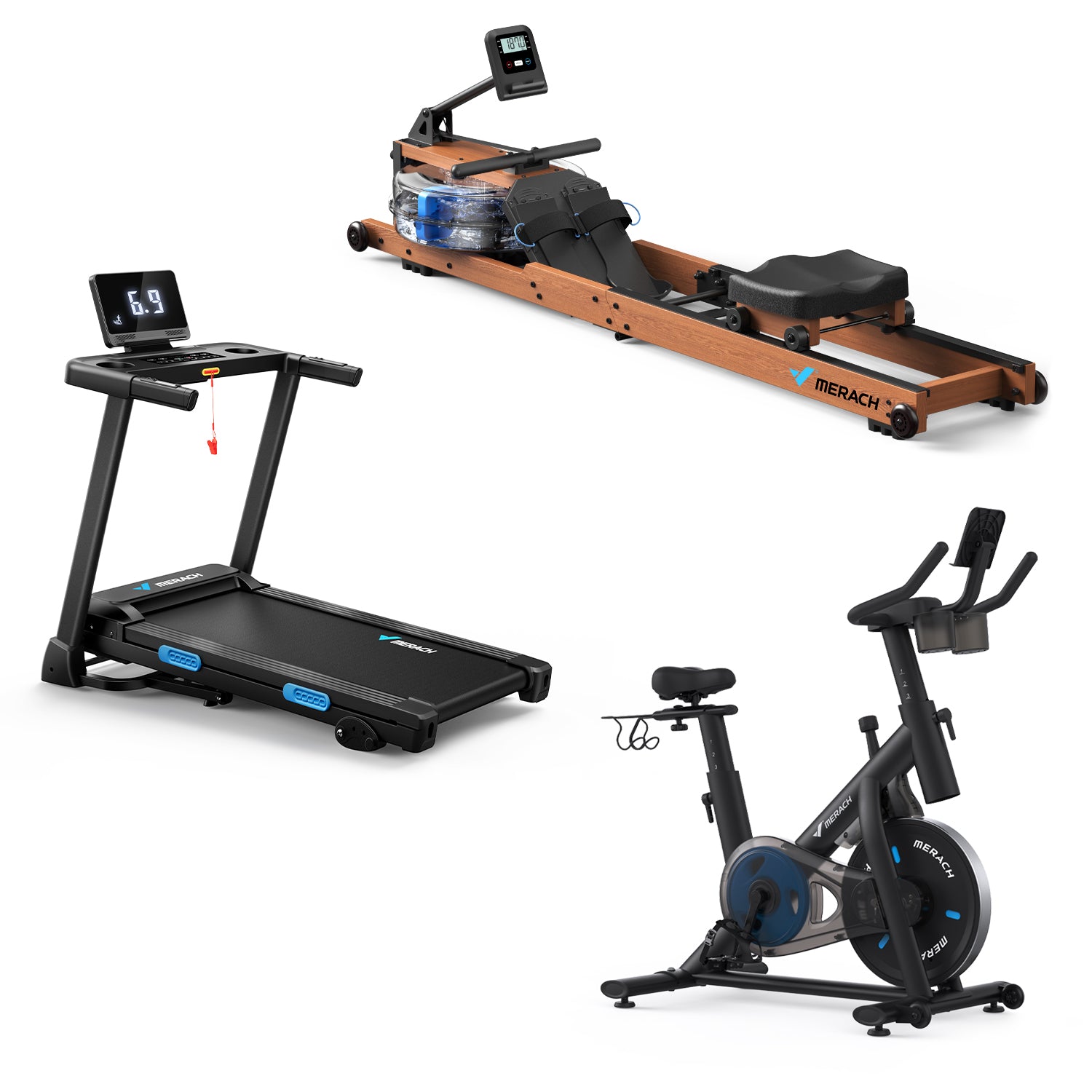 Family Package Exercise Bike & Treadmill & Rower