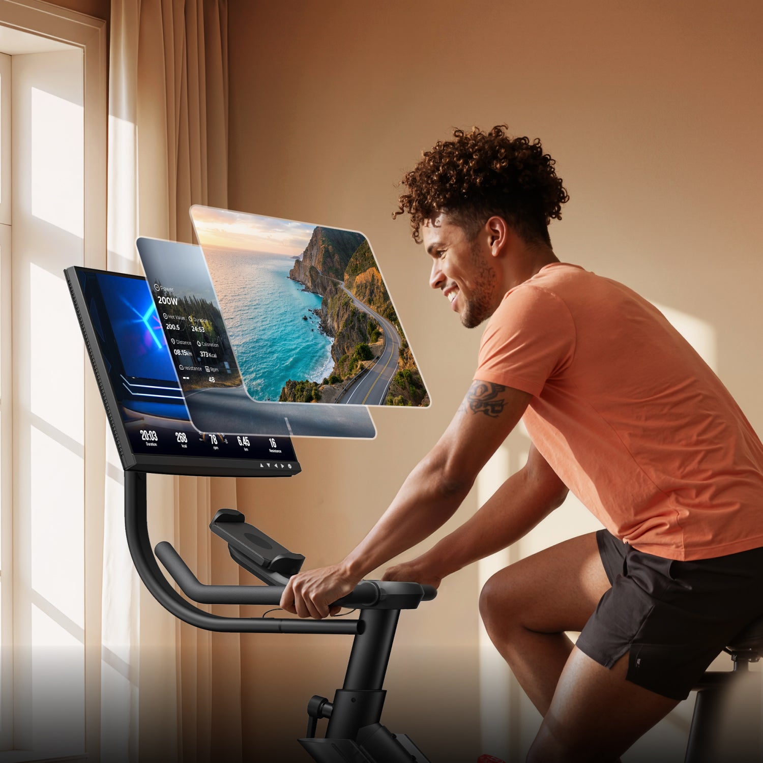 Merach S29R3 Exercise Bike with 21.5" Rotating Screen