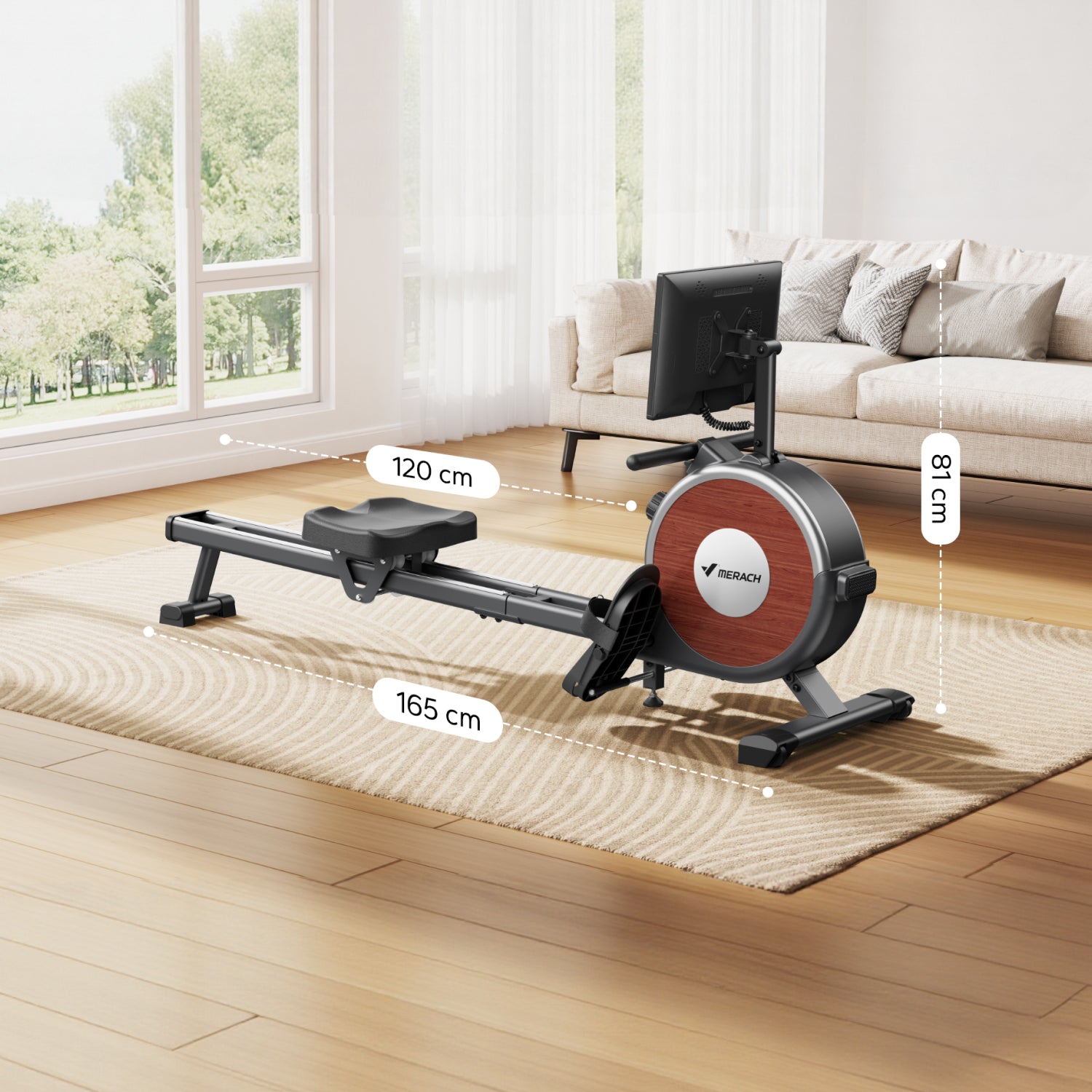 Merach Q1S Aura Magnetic Rowing Machine with HD Screen