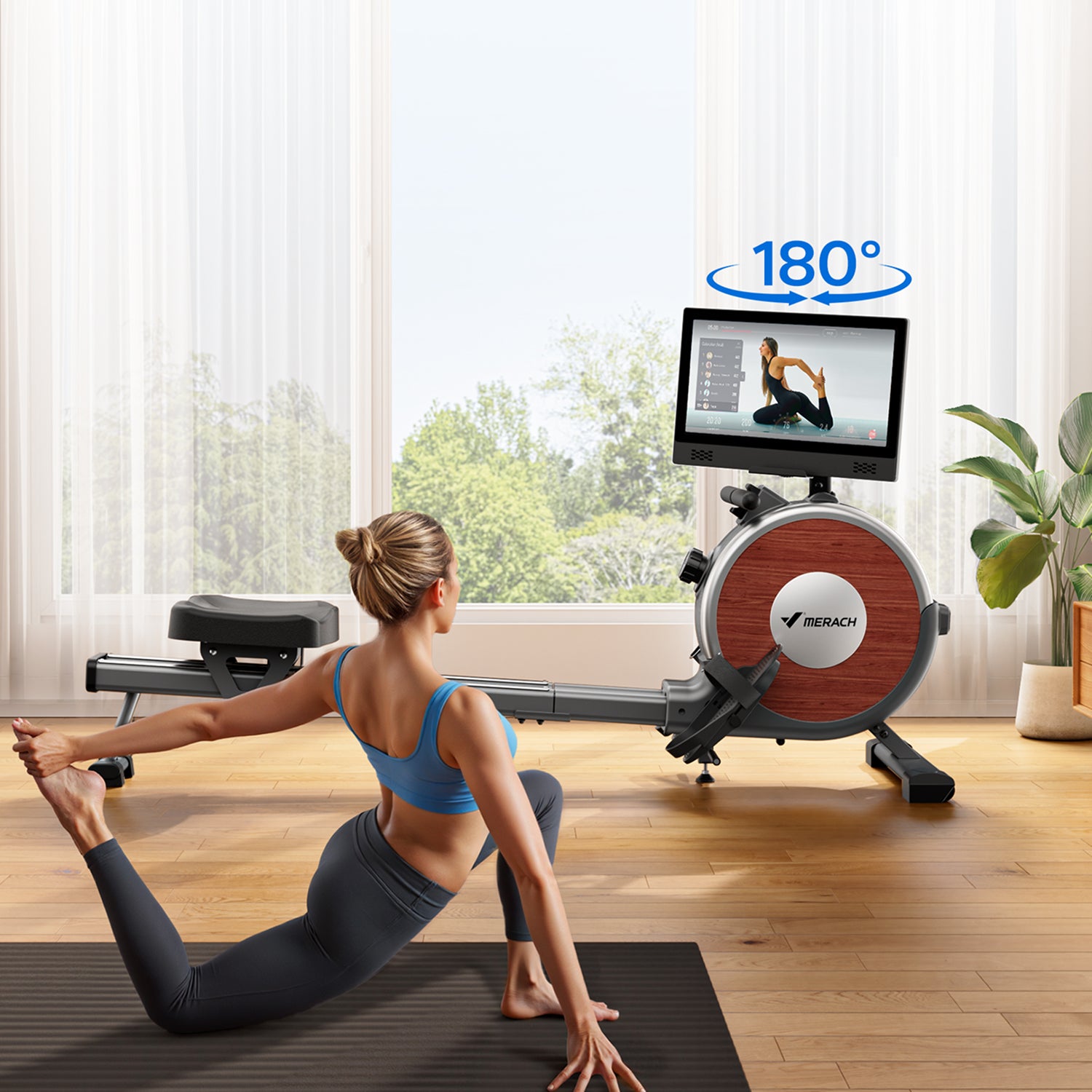 Merach Q1S Aura Magnetic Rowing Machine with HD Screen
