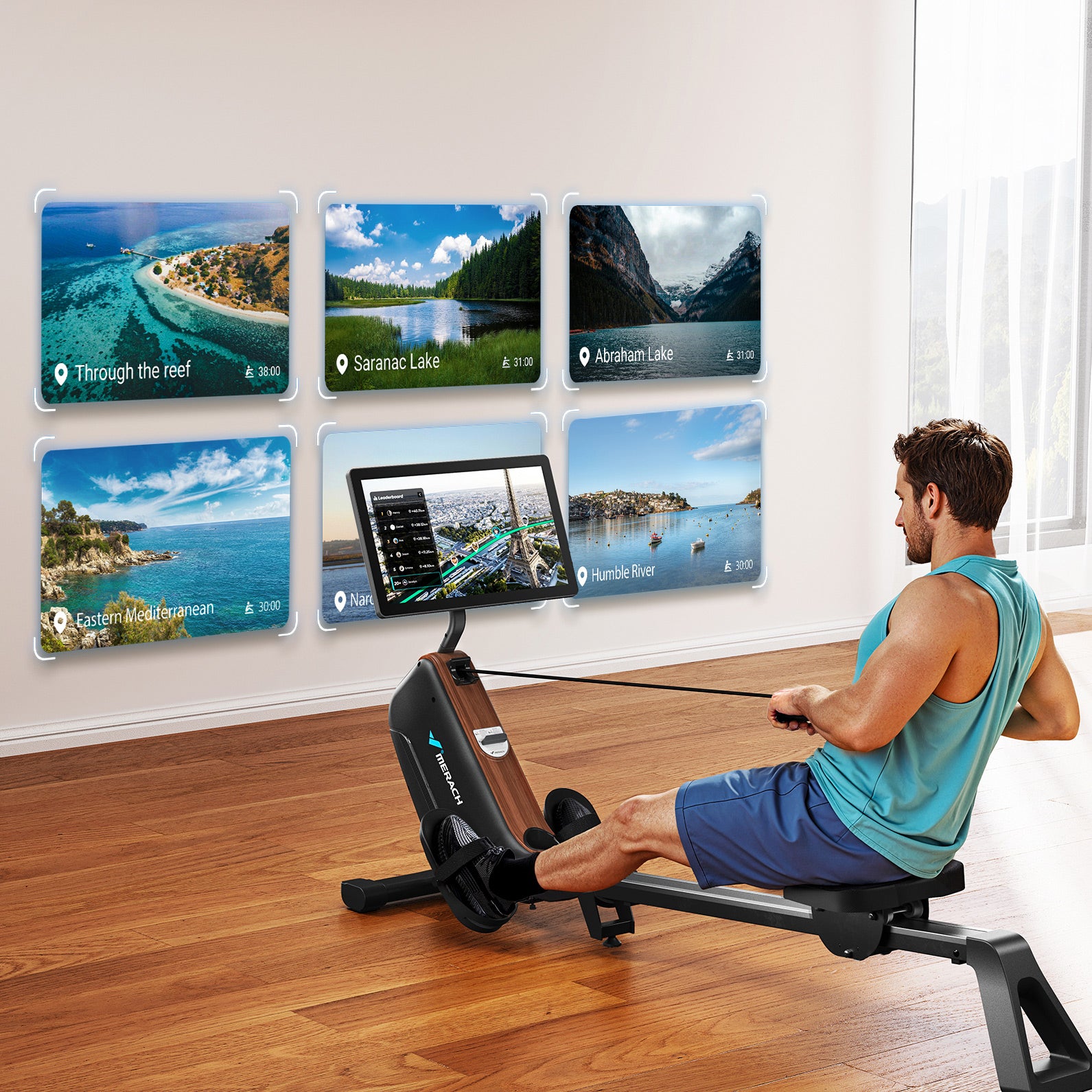 Merach R15 Pro 3.0 Magnetic Rowing Machine with HD Screen