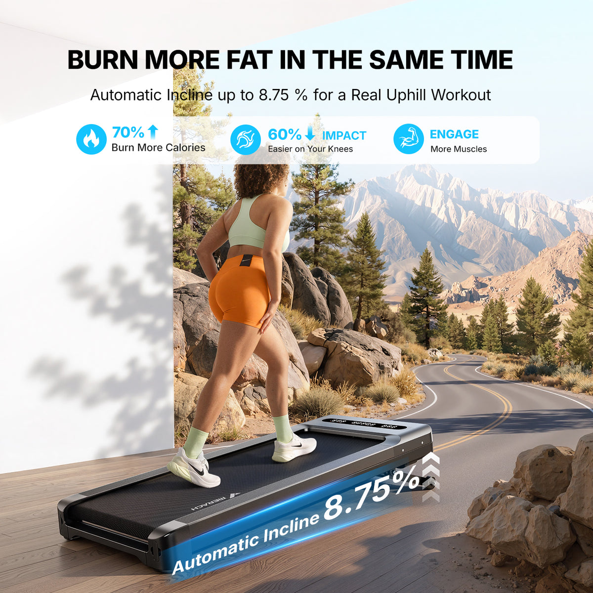Merach UltraWalk W60 Plus Walking Pad with Auto Incline